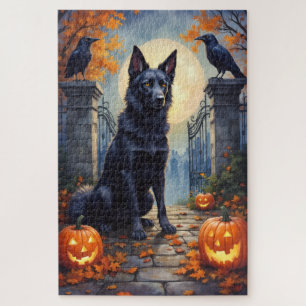 Amerikanischer Akita Gothic Friedhof Halloween Kun Puzzle