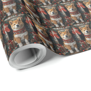 Amerikanischer Akita mit Weihnachtsgeschenken Kami Geschenkpapier