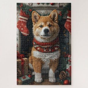 Amerikanischer Akita mit Weihnachtsgeschenken Kami Puzzle