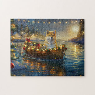 Amerikanischer Akita Weihnachtsfestreise Puzzle