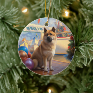 Amerikanischer Akita Weihnachtskreuzfahrt: Pawsome Keramik Ornament