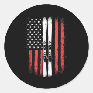 Amerikanischer Alpenskifahrer unter der Flagge _5 Runder Aufkleber