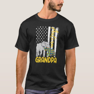 Amerikanischer Autismus-Opa USA-Flagge Elefant-Bew T-Shirt