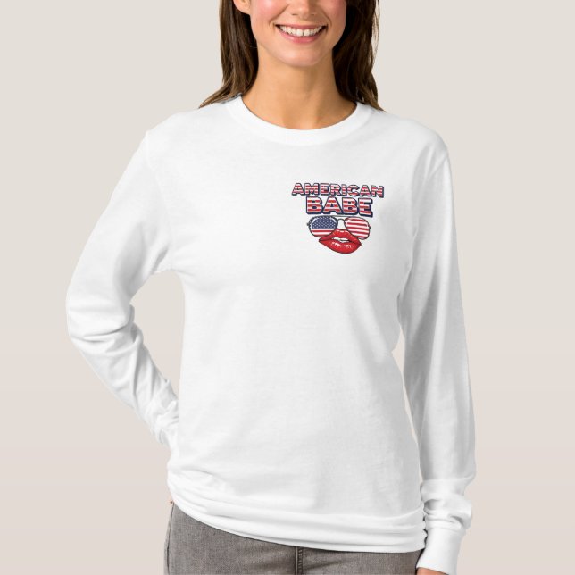 Amerikanischer Babe 4. Juli Feier T-Shirt (Vorderseite)
