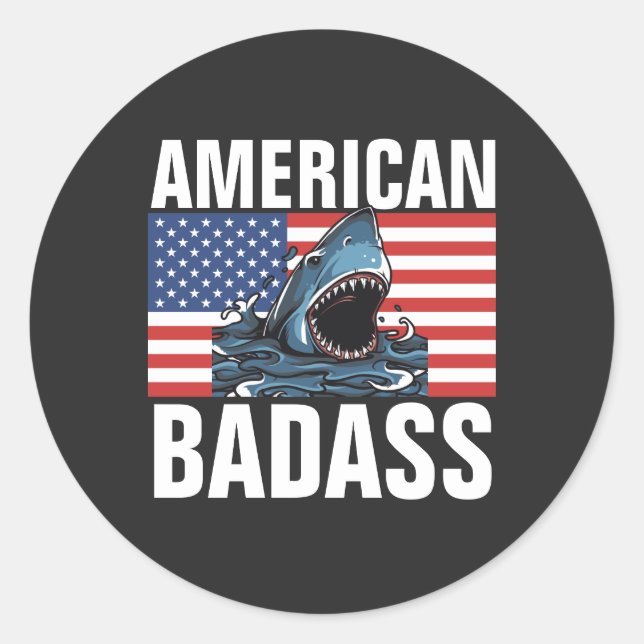 AMERIKANISCHER BADASPATRIOT SHARK STICKER (Vorderseite)