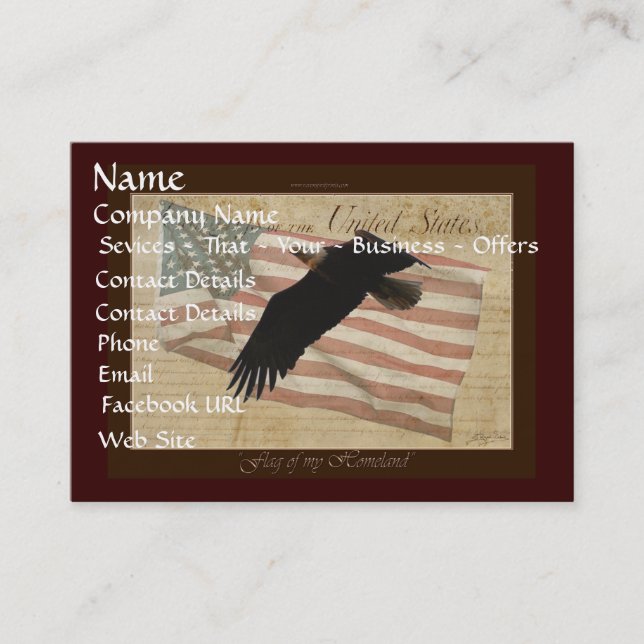 AMERIKANISCHER BALD EAGFL & US FLAG Biz Card Visitenkarte (Vorderseite)