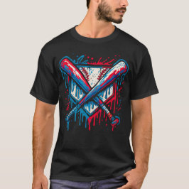 Amerikanischer Baseball-Drip-Graffiti-Ball und Sch T-Shirt