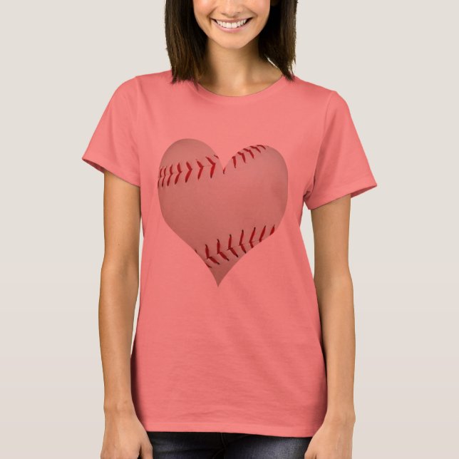 Amerikanischer Baseball in Herzform T-Shirt (Vorderseite)