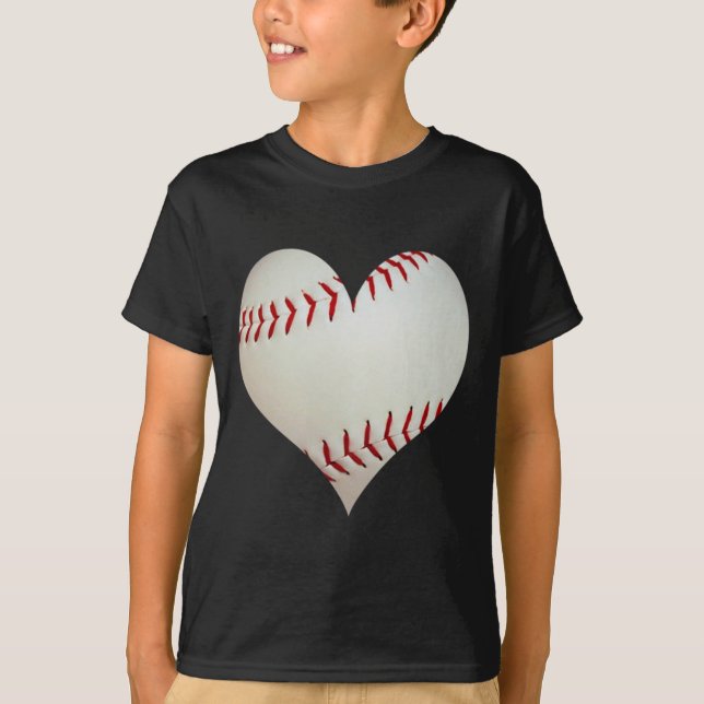 Amerikanischer Baseball in Herzform T-Shirt (Vorderseite)