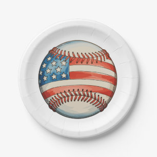 Amerikanischer Baseball-US-Flagge 250. Jubiläum Pappteller
