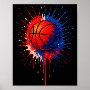 Amerikanischer Basketball Splash Ball Spieler Team Poster