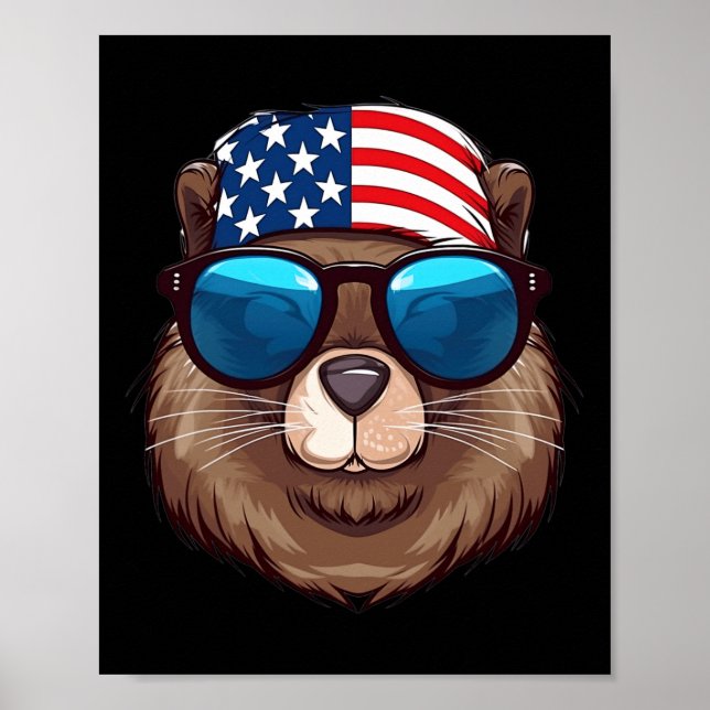 Amerikanischer Biber mit Tag der Unabhängigkeit de Poster (Vorne)