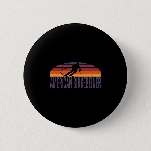 Amerikanischer Birkebeiner-Wanderweg Langlaufloipe Button (Vorderseite)