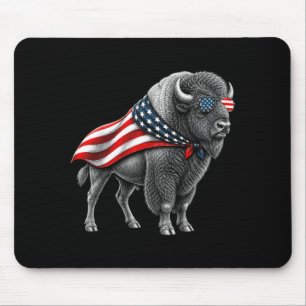 Amerikanischer Bison Büffel 4. Juli Flagge Patriot Mousepad