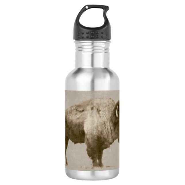 Amerikanischer Bison. Edelstahlflasche (Vorderseite)