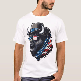 Amerikanischer Bison Flagge USA Bison 4. Juli Jung T-Shirt