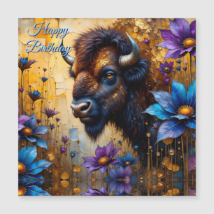 Amerikanischer Bison in strukturierter Blume Alles Magnetkarte