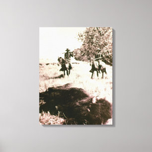 Amerikanischer Bison-Jäger (b/w Foto) Leinwanddruck