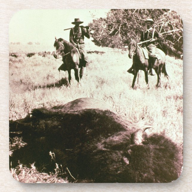 Amerikanischer Bison-Jäger (b/w Foto) Untersetzer (Vorderseite)