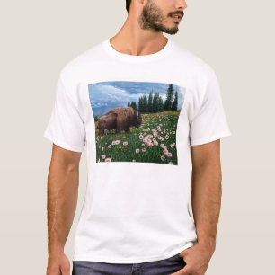 Amerikanischer Bison - "keine Zeit für Blumen " T-Shirt