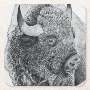 Amerikanischer Bison Rechteckiger Pappuntersetzer