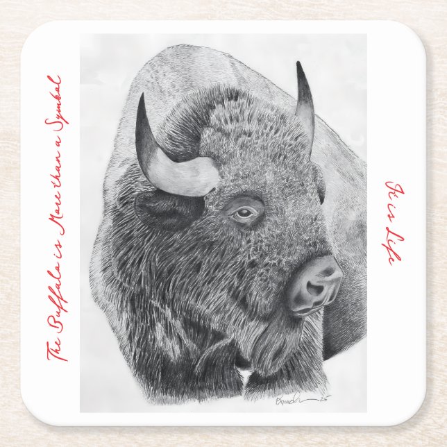 Amerikanischer Bison Rechteckiger Pappuntersetzer (Vorderseite)