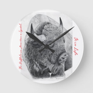Amerikanischer Bison Runde Wanduhr