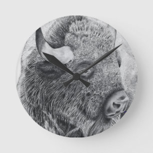 Amerikanischer Bison Runde Wanduhr