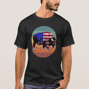 Amerikanischer Bison US-Nationalpark-Flagge Silhou T-Shirt