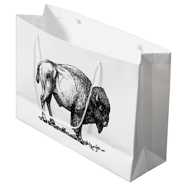Amerikanischer Büffel-Bison Große Geschenktüte (Vorderseite Schrägansicht)