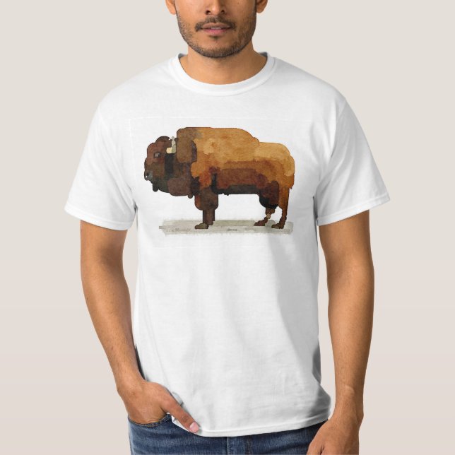 Amerikanischer Büffel(Bison) Watercolor-T - Shirt (Vorderseite)