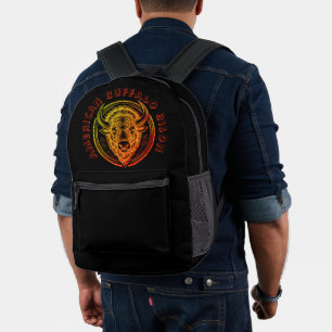Amerikanischer Büffel Bison Wildtier Schwarz Rucks Bedruckter Rucksack