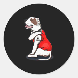 Amerikanischer Bulldogge Hund I Liebe Mama Tattoo Runder Aufkleber
