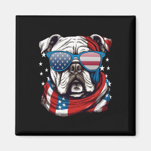 Amerikanischer Bulldogge Patriotischer 4. Juli Hun Magnet
