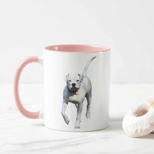 Amerikanischer Bulldoggen-Welpe Tasse (Mit Donut)