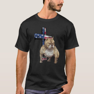 Amerikanischer Bulldoghund von Gott Jesus kreuzen  T-Shirt