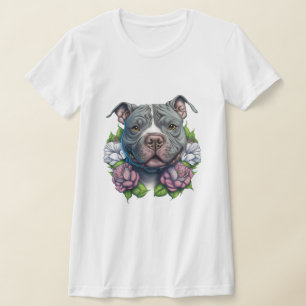 Amerikanischer Bulle mit Blume T-Shirt