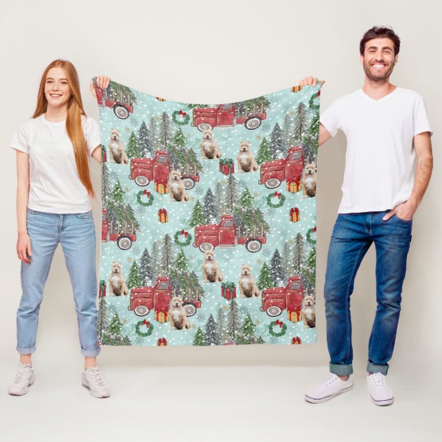 Amerikanischer Bullenhund Red Christmas Truck Fest Fleecedecke (Beispiel)