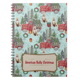Amerikanischer Bullenhund Red Christmas Truck Fest Notizblock