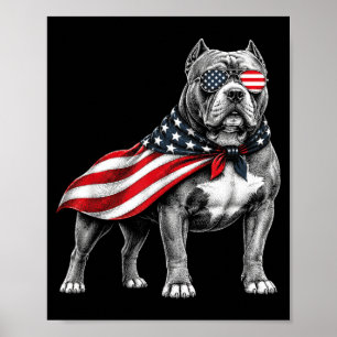 Amerikanischer Bully 4. Juli Amerikanische Flagge Poster