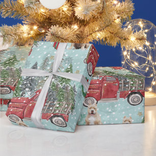 Amerikanischer Bully-Hund Roter Weihnachts-LKW Fes Geschenkpapier