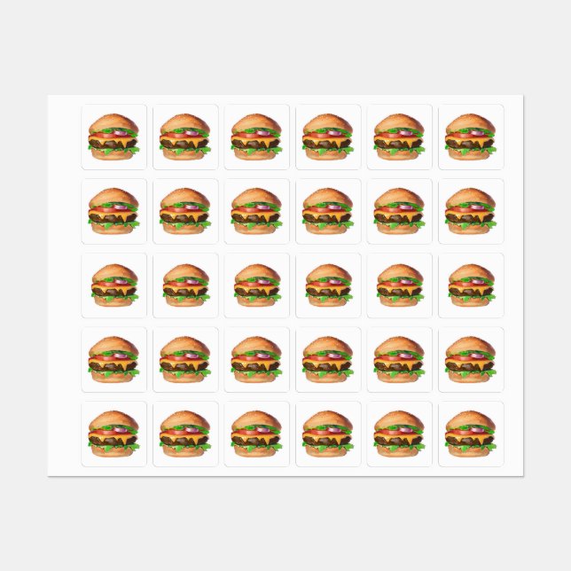 Amerikanischer Cheeseburger Etiketten (Blatt)