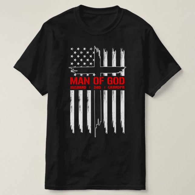 Amerikanischer Christlicher Mann Gottes Großvater T-Shirt (Design vorne)