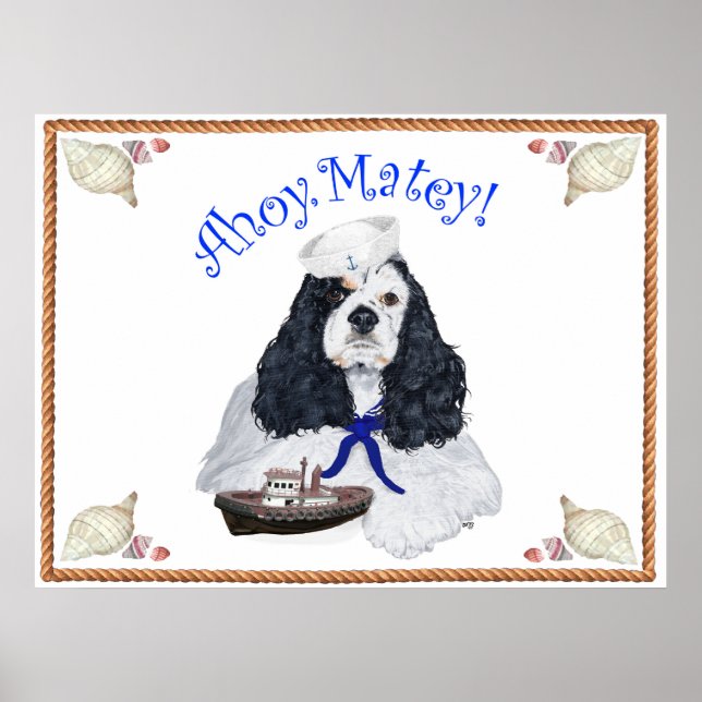 Amerikanischer Cocker Spaniel Matrose Poster (Vorne)