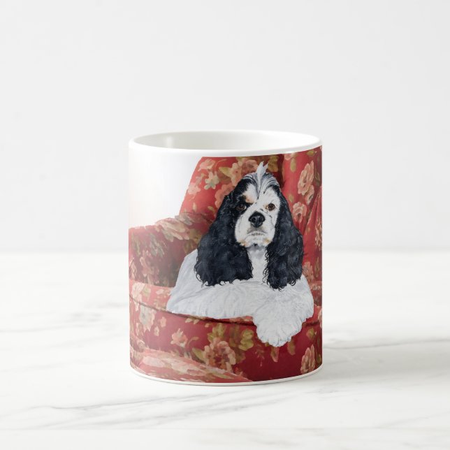 Amerikanischer Cocker Spanier mit rotem Vorsitz Kaffeetasse (Mittel)