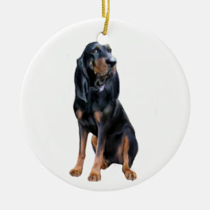 Amerikanischer Coonhound - Schwarz und Braun Keramikornament