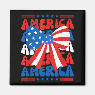 Amerikanischer Coquette-Bogen Patriotische USA-Fla Magnet