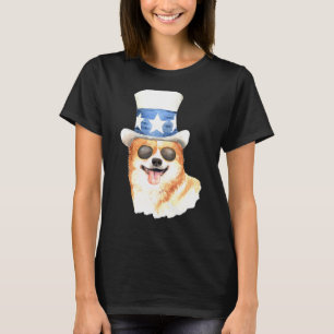 Amerikanischer Corgi-Hund mit Sonnenbrille und Hut T-Shirt