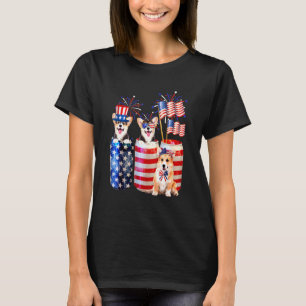 Amerikanischer Corgi Und Bier Uns Flagge 4. Juli T-Shirt