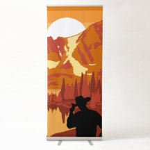 Amerikanischer Cowboy, der seinen Hut in den Berge